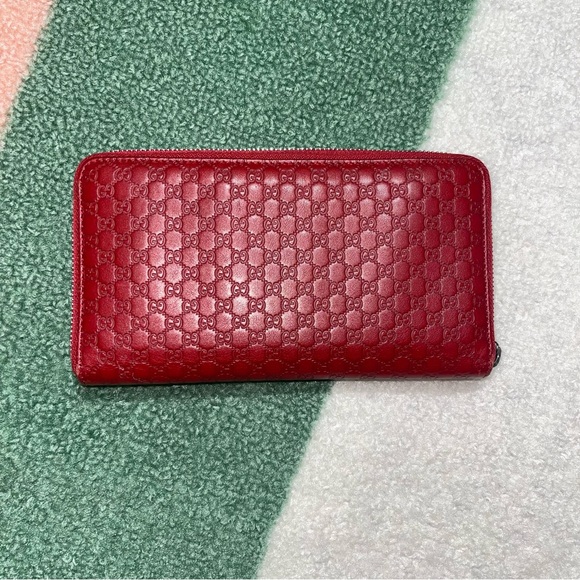♥️ Gucci XL Micro Guccissima Embossed Leather 16-Card Holder Zip Around Wallet - Picture 5 of 5